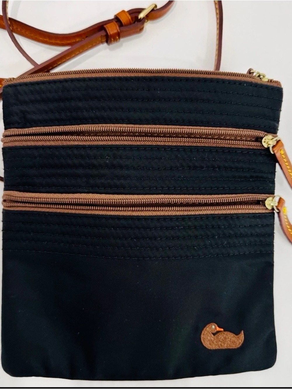 Dooney & Bourke Purse Bag Nylon North South Triple Zip Black Crossbody NWT